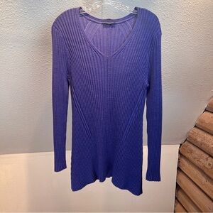 EILEEN FISHER Purple Ribbed 100% Merino Wool Pullover Sweater. Size Medium